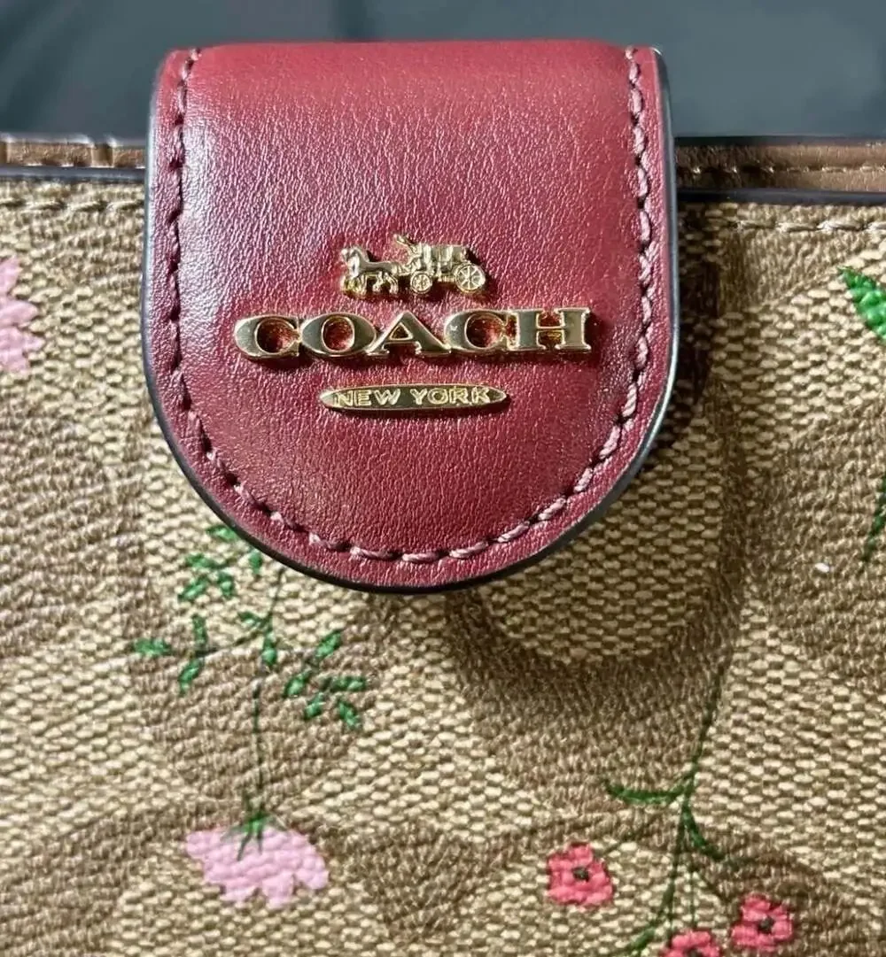 Coach Medium Corner Zip Wallet In Signature Canvas Wildflower Print C8730